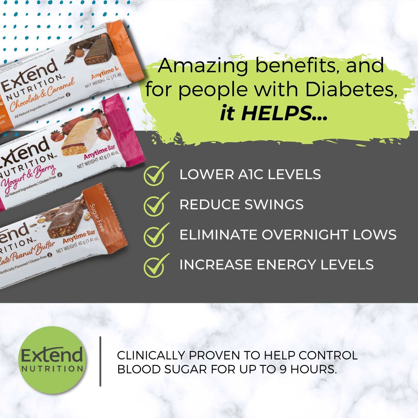Extend – Diabetic Protein Bars, 3 Flavor Variety Pack (12 Pk)