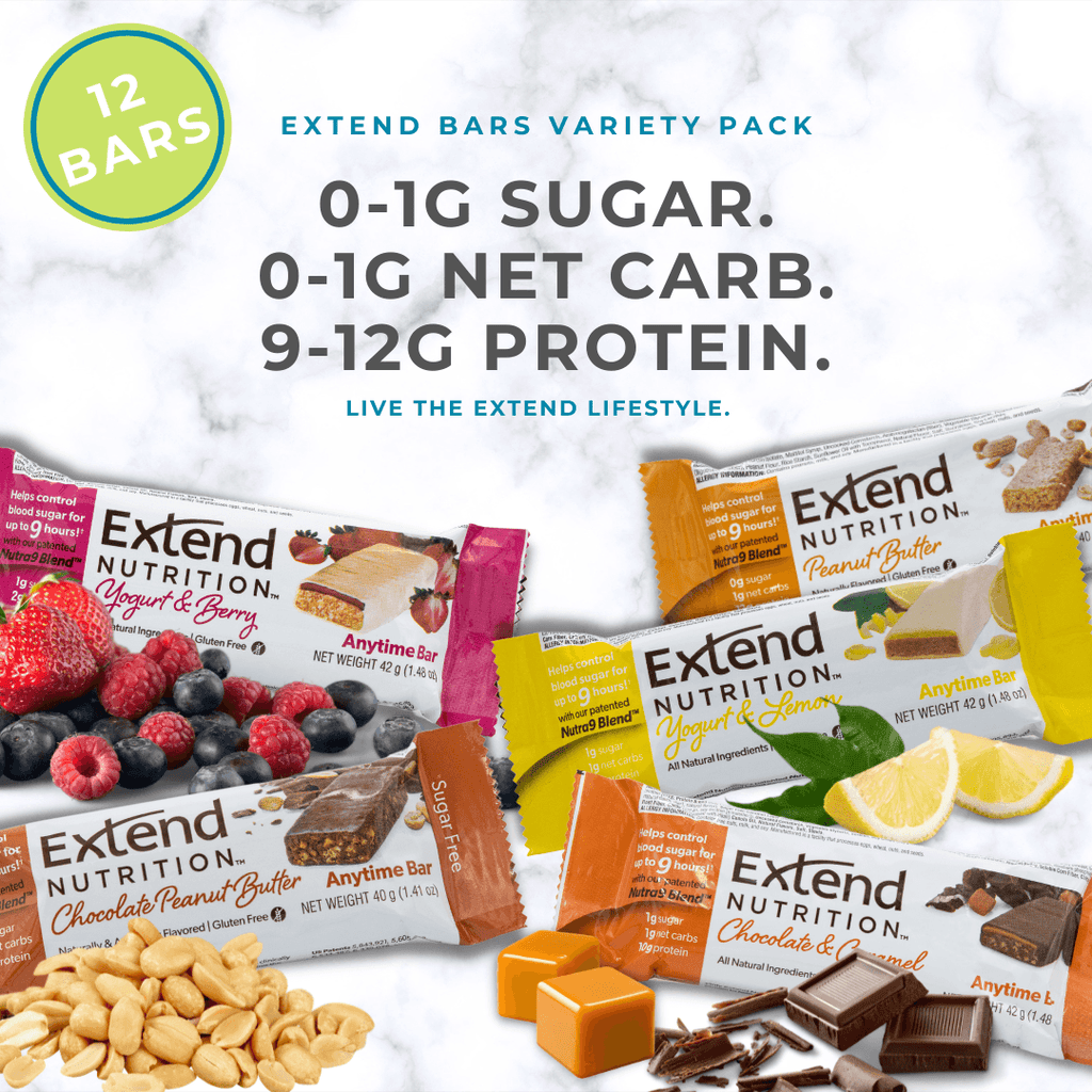 Extend – Diabetic Protein Bars, 3 Flavor Variety Pack (12 Pk)